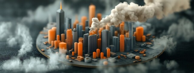 Poster - futuristic 3d of a cityscape with skyscrapers and urban architecture depicting a visualization of th