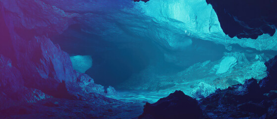 Poster - Exploring the hidden depths of a mysterious cave with striking rock formations