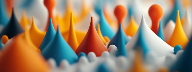 Poster - Colorful and abstract 3D rendered visualization showcasing the frequency distribution of consumer preferences in a competitive market