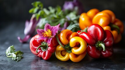 Wall Mural - beautiful curly chili vegetables