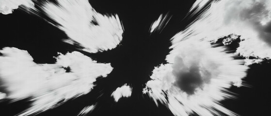 Poster - Clouds moving swiftly across the sky captured in long exposure photography technique