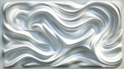 Poster - Abstract design of 3D white wave-like patterns with a continuous flow and contrasting highlights and shadows