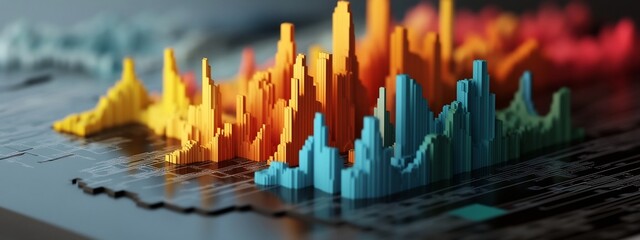 Fototapete - vibrant 3d rendered visualization depicting the frequency allocation and bandwidth usage for various