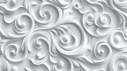 Poster - Abstract white 3D wave pattern with seamless continuity and softly sculpted shadows for a decorative design