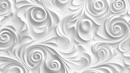 Poster - Abstract white 3D wave pattern with seamless continuity and softly sculpted shadows for a decorative design