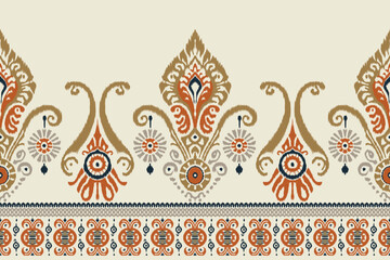 Wall Mural - Seamless ethnic Ikat pattern with tribal and folk embroidery influences, featuring Aztec geometry in a Mexican style. Ideal for graphic design, carpets, wallpapers, wrapping paper, and clothing.