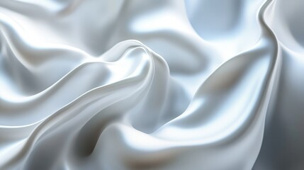 Poster - Flowing 3D white wave pattern with smooth textures and dynamic lighting for a decorative and modern aesthetic