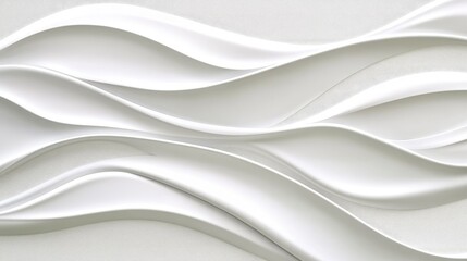 Poster - Minimalist 3D white seamless waves with subtle curves and dynamic light and shadow effects for a contemporary look