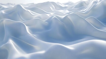 Poster - Minimalist 3D illustration of white flowing wave patterns with dynamic light and shadow interplay on a smooth surface