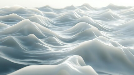 Poster - Modern 3D illustration of white seamless waves with layered textures and a play of light and shadow for depth