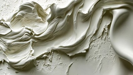 Poster - Viscous texture in soft pale tones resembling smooth clay spread across a surface