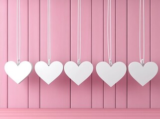 Poster - Pink podium adorned with hearts, celebrating weddings and Valentine's day