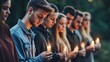 © 69 - Young People Holding Candles in Serene Outdoor Setting Together