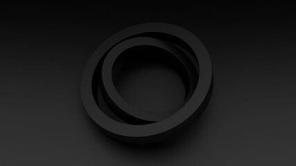 Super satisfying abstract seamless loop animation. slowly rotating 3d black circles, good for adhd meditation relaxing