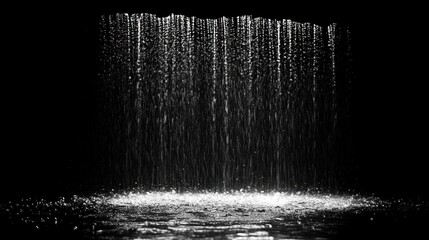Poster - Gentle Waterfall Flowing Downward Against Dark Background