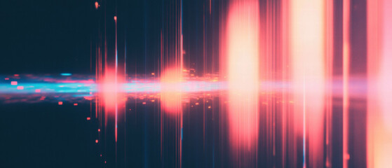 Poster - Glitch effect creating chaotic static noise and random pixel distortions in a digital landscape