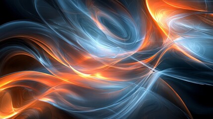 Leinwandbilder - Dynamic Abstract Wave Patterns in Vibrant Colors of Blue and Orange Creating Visual Energy and Flow