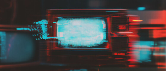 Poster - Glitchy VHS distortion showcasing retro technology in a digital realm