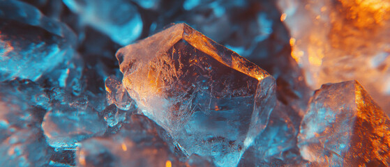Poster - Macro close-up of glistening ice and water droplets capturing cool clarity