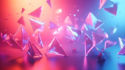 Poster - Crystals with many geometric shapes were falling to the ground.