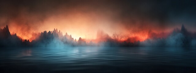 Poster - Fiery Spectral Landscape   Dramatic 3D Rendered Visualization of the Frequency Content of Natural Sounds like Rainfall or Thunder