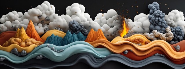 Poster - A vibrant digital representing the frequency and occurrence of various geological events such as earthquakes volcanic eruptions and other natural disasters