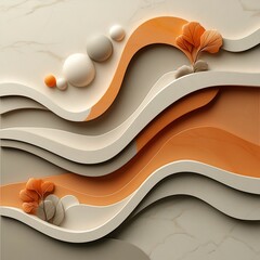 Poster - Serene and Captivating Marble like Surface with Graceful Undulating Lines and Patterns Exuding a Sense of Tranquility and Refined Minimalist Aesthetic