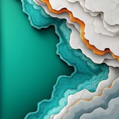 Poster - Striking agate inspired marble surface featuring a captivating interplay of bright white cool gray and vibrant turquoise shades accentuated by delicate golden details