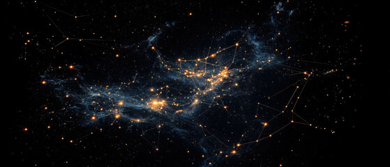 Poster - Mystical constellations connect in a cosmic dance against a black backdrop
