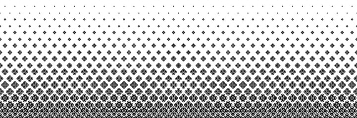 Poster - horizontal halftone of beautiful black flower for pattern and background.