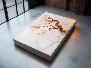 Poster - Smooth and graceful marble composition showcasing a captivating blend of cool and warm hues