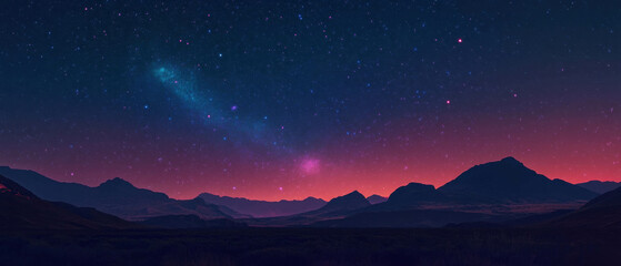 Poster - Cosmic night sky filled with unusual constellations and deep horizon shades