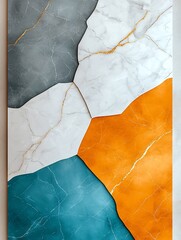 Poster - Mesmerizing marble design featuring a dynamic interplay of pure white moody gray and vibrant turquoise complemented by glimmering golden veins