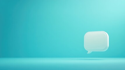 Poster - modern social messaging interface on soft turquoise background with floating speech bubble element f