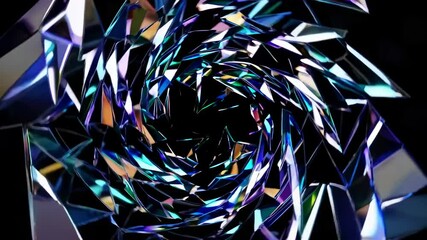 Leinwandbilder - Exploring a mesmerizing spiral of colorful crystals and light effects in a digital space