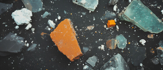 Aufkleber - Detailed view of textured plastic film overlay with visible dust particles and colorful fragments