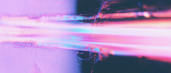 Aufkleber - Vibrant purple glitch effect creates a mystical digital landscape of decay and distortion