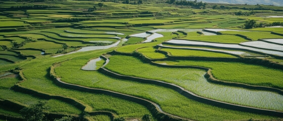 Poster - Stunning rice terraces in Vietnam showcase vibrant green agriculture and scenic landscapes