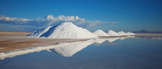 Poster - Vast salt flats mirroring the sky in a serene landscape during daytime