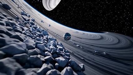 Aufkleber - Exploring a breathtaking view of a cosmic landscape with a stunning celestial body and vibrant rings