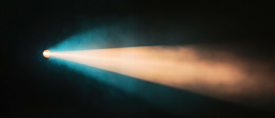Poster - Spotlight creates dramatic light cone beams in a dark atmospheric setting