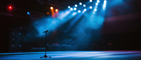 Poster - Spotlight highlights performer in emotional and powerful singing moment on stage