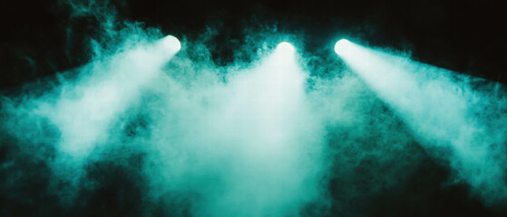 Poster - Spotlight beams cutting through swirling smoke creating an atmospheric effect