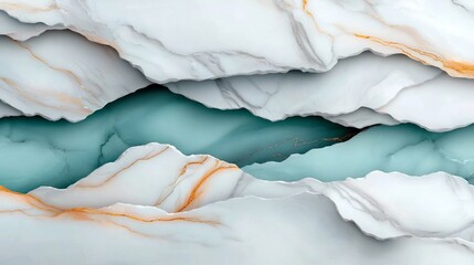 Poster - Mesmerizing Marble Surface with Captivating Ethereal Patterns and Timeless Elegance Swirling Waves of White Gray and Turquoise Hues Complemented by Subtle Golden Streaks in a Composition