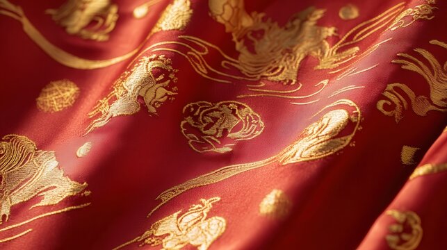 Chinese New Year 2025 red envelope featuring golden zodiac designs and auspicious symbols on a red background