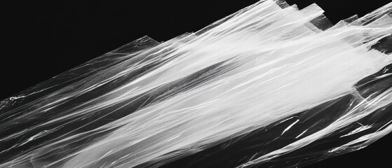 Poster - Transparent plastic film overlay creates subtle text distortions on a dark background
