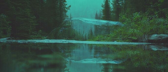 Aufkleber - Nature transformed by transparent plastic overlay creating a surreal atmosphere