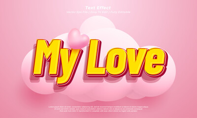 Vector 3d text effect my love title style