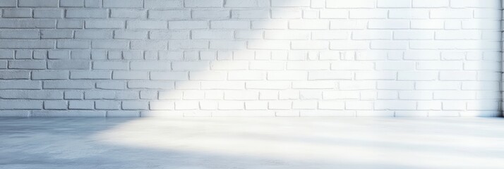 Aufkleber - Sunlight illuminating an empty room with white brick wall and gray concrete floor providing a perfect blank canvas for showcasing designs and products