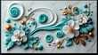 © Bos Amico - Ornate marble artwork featuring delicate swirling designs luminous turquoise highlights and glowing gold detailing in a classical European style evoking the grand foyer of a palace